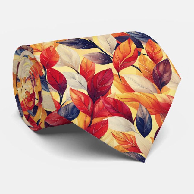 Stilvolle Red Brown Blue Herbst-Herbstlaub Krawatte (Gerollt)