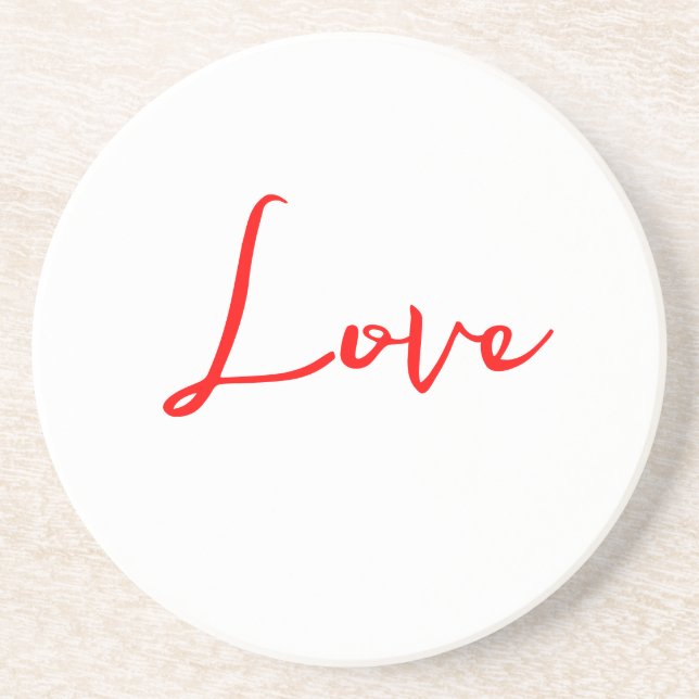 Stilvolle Red Calligraphy White Liebe Wedding Getränkeuntersetzer (Vorne)