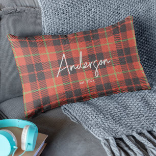 Stilvolle Red & Green Bright Holiday Color Kariert Lendenkissen