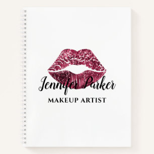 Stilvolle Red Lips Black Makeup Artist Notizbuch