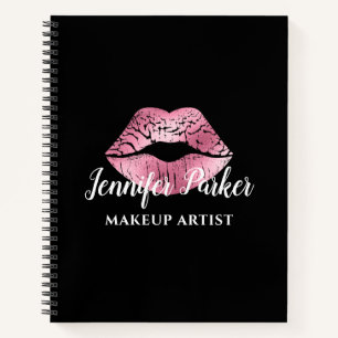 Stilvolle Red Lips Black Makeup Artist Notizbuch