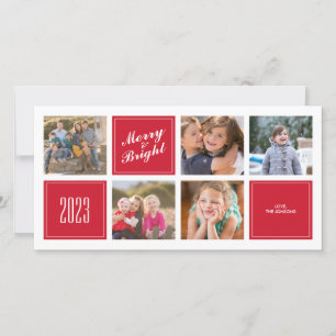 Stilvolle Red Merry Bright 5 Collage Foto Card Feiertagskarte