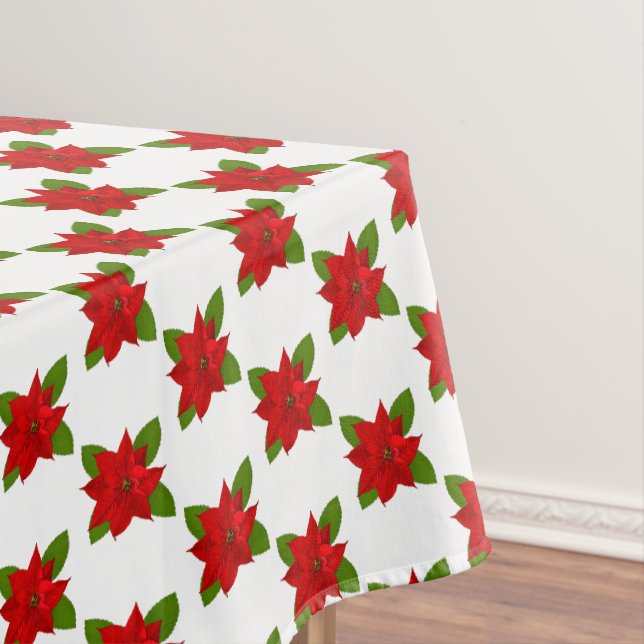 Stilvolle Red Poinsettia Blume auf Weiß Tischdecke (Beispiel)