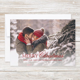 Stilvolle Red Script Merry Christmas Gradient Foto Feiertagskarte