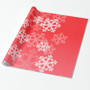 Stilvolle Red Snowflakes Modernes Weihnachtsmuster Geschenkpapier