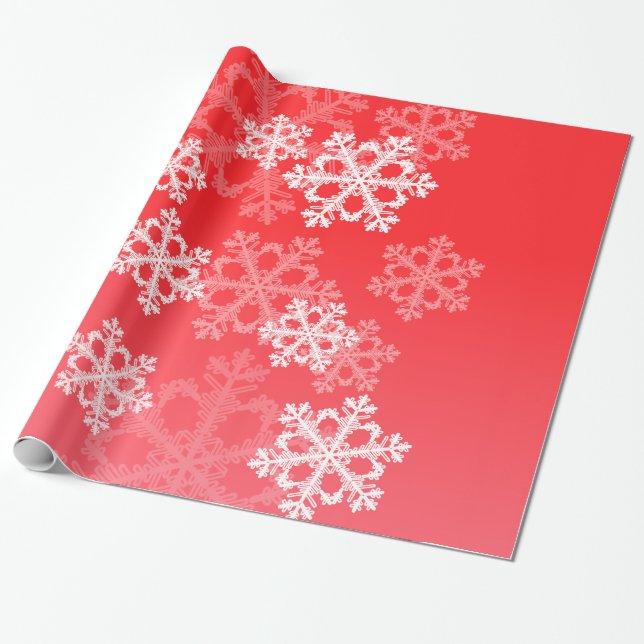 Stilvolle Red Snowflakes Modernes Weihnachtsmuster Geschenkpapier (Ungerollt)