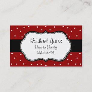 Stilvolle Red & White Polka Dot Mommy Card Telefonnummerkarte