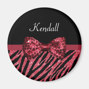 Stilvolle Red Zebra Print IMITATE Glitz Bow mit Na Magnet