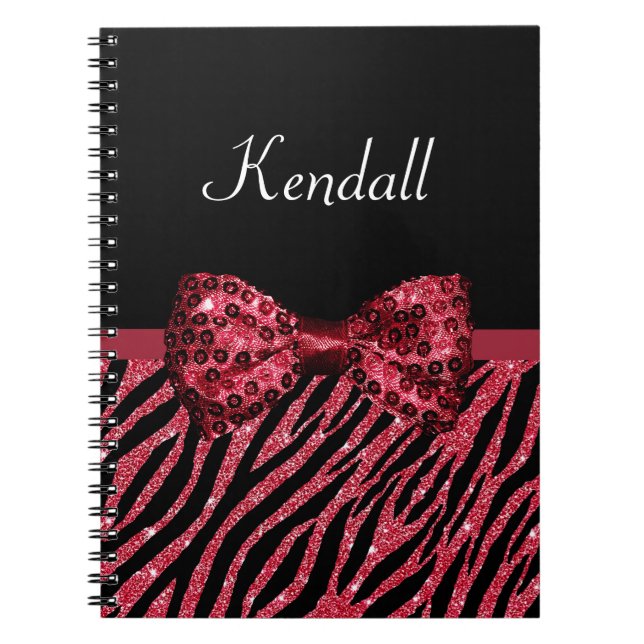 Stilvolle Red Zebra Print IMITATE Glitz Bow mit Na Notizblock (Vorderseite)