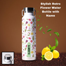 Stilvolle Retro Blume Wasser Flasche mit Name
