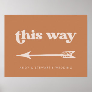 Stilvolle Retro-Braun-Zucker-Hochzeitsrichtung Poster