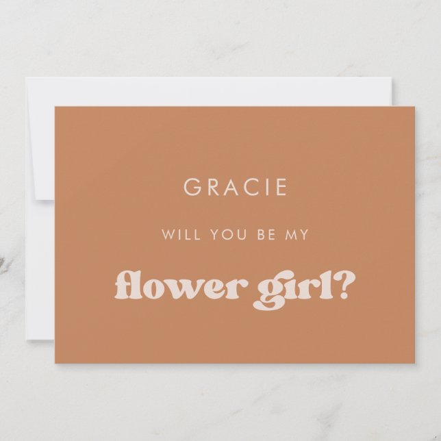 Stilvolle Retro-Brown Blume Girl Vorschlag-Karte Einladung (Vorderseite)