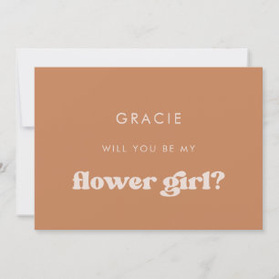 Stilvolle Retro-Brown Blume Girl Vorschlag-Karte Einladung