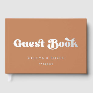 Stilvolle Retro Brown Sugar Silver Foil Hochzeit Gästebuch