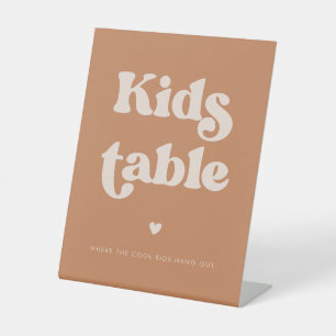 Stilvolle Retro Brown Zucker Hochzeit Kids Tisch Sockelschild