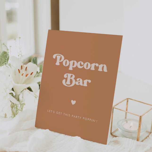 Stilvolle Retro-Brown Zucker Hochzeit Popcorn Bar Sockelschild (Von Creator hochgeladen)