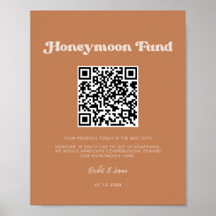 Stilvolle Retro-Brown Zucker Honeymoon-Fonds QR-Co Poster