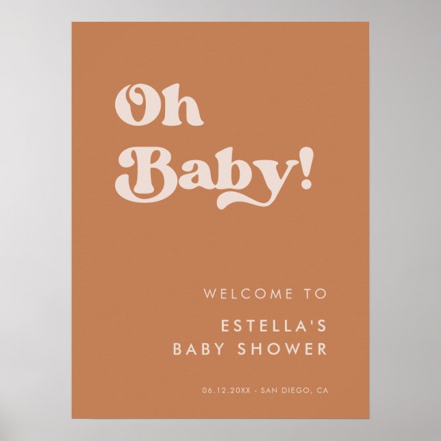 Stilvolle Retro Brown Zucker Oh Baby Poster (Vorne)