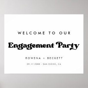 Stilvolle Retro Engagement Party willkommen Poster