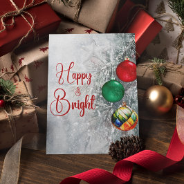 Stilvolle Retro-farbige Ornamente Weihnachtsbaum Feiertagspostkarte