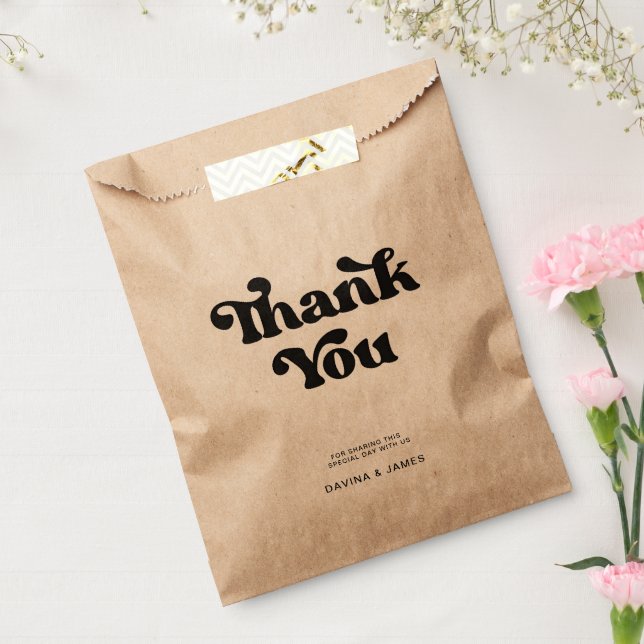 Stilvolle Retro-Gastgeschenk Hochzeit-Tasche in Sc Geschenktütchen (Versiegelt)
