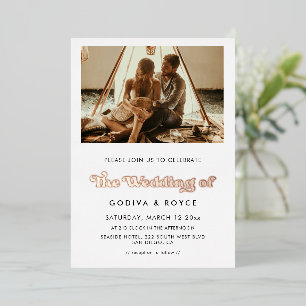 Stilvolle Retro Hochzeit Foto Rose Gold Folieneinladung