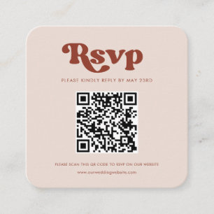 Stilvolle Retro-pfirsichfarbene QR-UAWG Begleitkarte