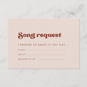 Stilvolle Retro-Pfirsichhochzeit Song Anfrage Begleitkarte