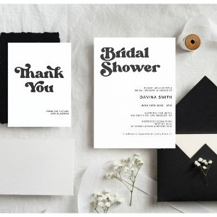 Stilvolle Retro-Schwarz-Weiß-Hochzeit Dankeskarte