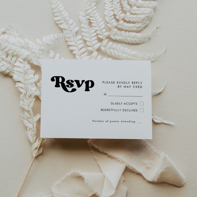 Stilvolle Retro-schwarz-weiß Hochzeit RSVP-Karte RSVP Karte (Von Creator hochgeladen)
