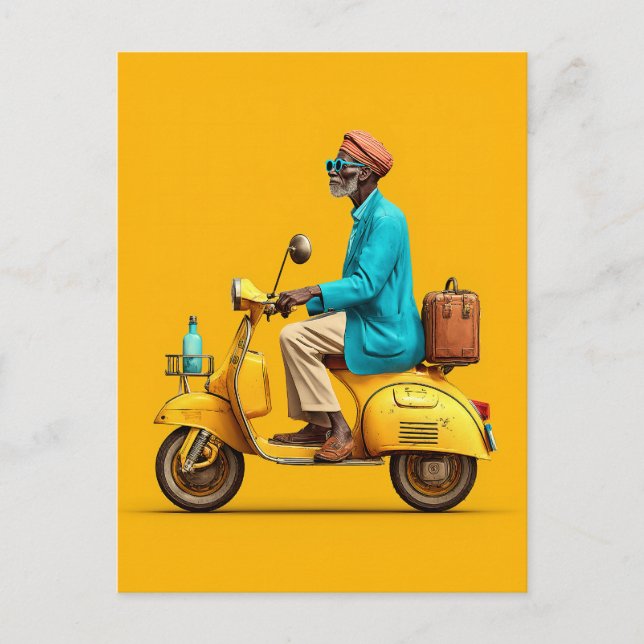 Stilvolle Retro Scooter-Fahrt Postkarte (Vorderseite)