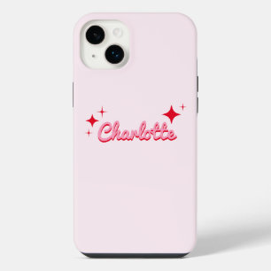 Stilvolle Retro-Script Monogram rosa iPhone 14 Plus Hülle