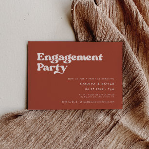 Stilvolle Retro Terracotta Engagement Party Einladung