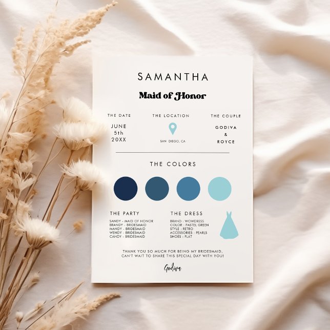 Stilvolle Retro-Trauzeugin-Infokarte Einladung (Von Creator hochgeladen)