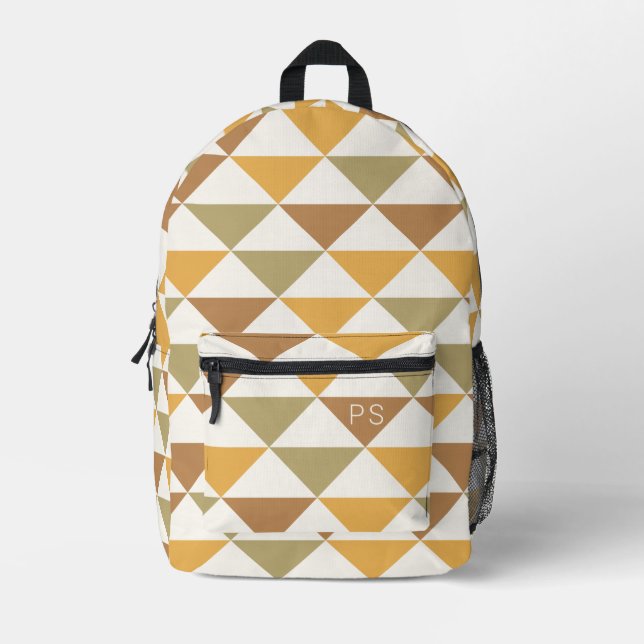 Stilvolle Retro Trendy Mustard Monogram Initials Bedruckter Rucksack (Vorderseite)