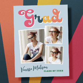 Stilvolle Retro Vintag 3 Foto Grad Ankündigung Postkarte