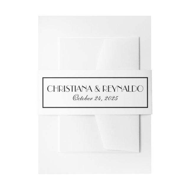 Stilvolle Roaring 20er Hochzeit Einladungsbanderole (Vorderseite Beispiel)