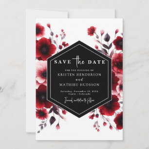 Stilvolle Romance Crimson Red Wedding Save The Date