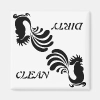Stilvolle Rooster "Clean/Dirty" Dish Washer Magnet