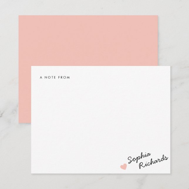 Stilvolle Rosa Feminine Herzensgeschichten Mitteilungskarte (Vorne/Hinten)