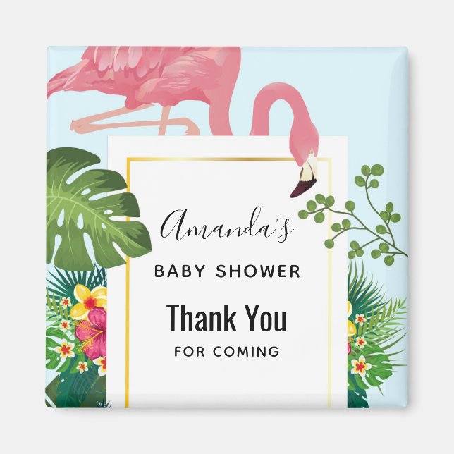 Stilvolle Rosa Flamingo und tropische Blätter Dusc Magnet (Vorne)