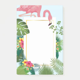 Stilvolle rosa Flamingo- und tropische Blätter Post-it Klebezettel