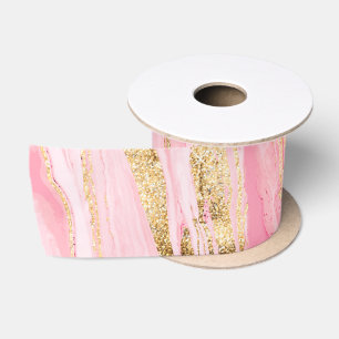 Stilvolle rosa Gold abstrakt Marmor Flüssiglack Satinband