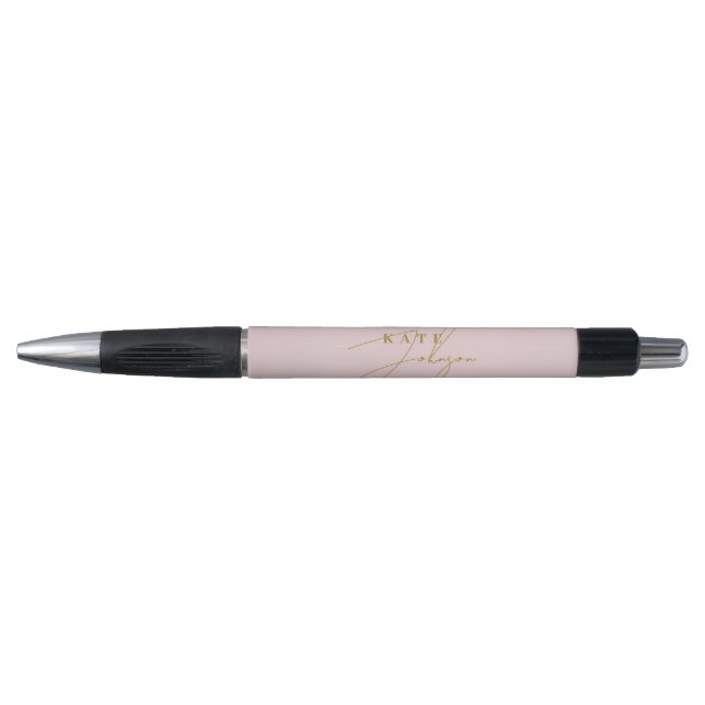 Stilvolle rosa Gold Signature Script Monogram Kugelschreiber (Vorderseite)
