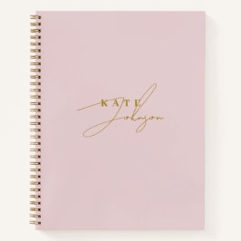 Stilvolle rosa Gold Signature Script Monogram Notizbuch
