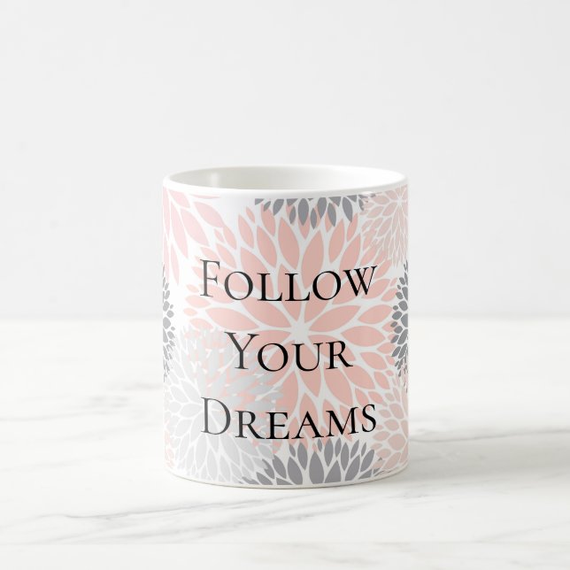 Stilvolle, rosa graue Blume Kaffeetasse (Mittel)