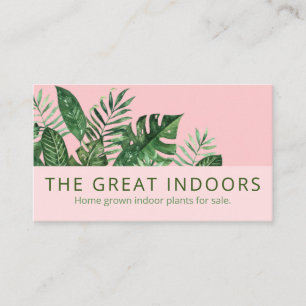 Stilvolle Rosa Grüne Blätter Homegrown Indoor Pf Visitenkarte