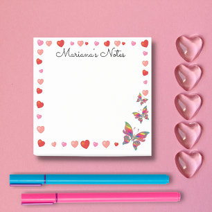 Stilvolle rosa Herzen und Schmetterlinge personali Post-it Klebezettel