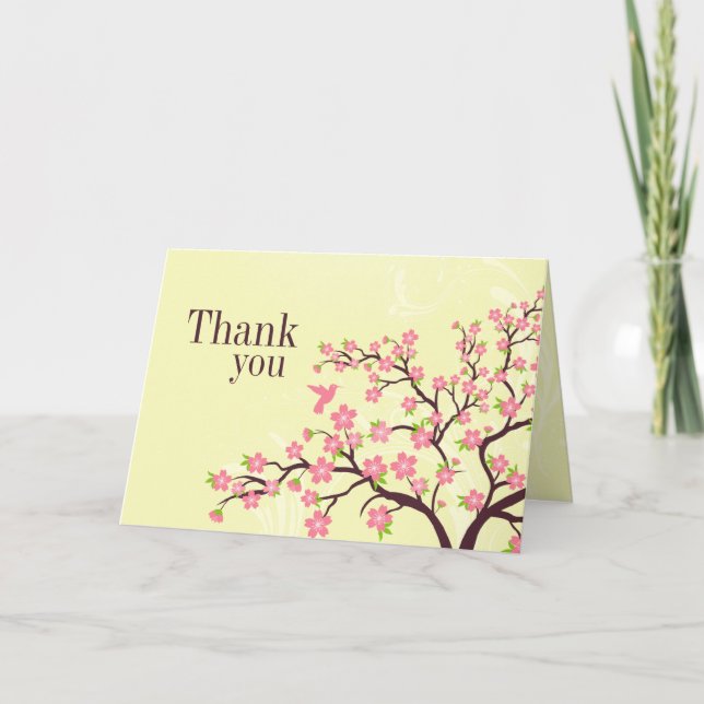 Stilvolle Rosa Kirschblüte Hochzeit danke Ihnen Ka (Vorderseite)