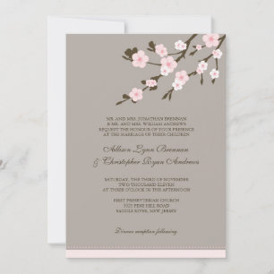 Stilvolle rosa Kirschblüten Einladung zur Hochzeit